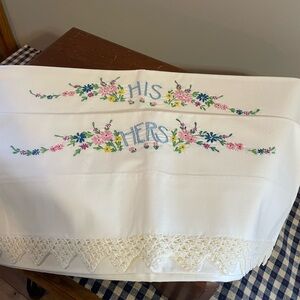 Embroidered His and Hers Pillowcases